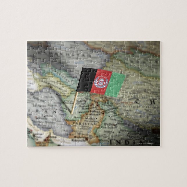 Puzzle Drapeau Afghanistan sur la carte (Horizontal)