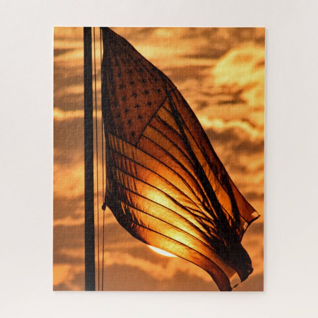 Puzzle Drapeau américain au coucher du soleil - 16x20 - 5 (Vertical)