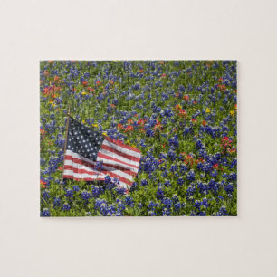 Puzzle Drapeau américain dans un champ de bleuets, 2