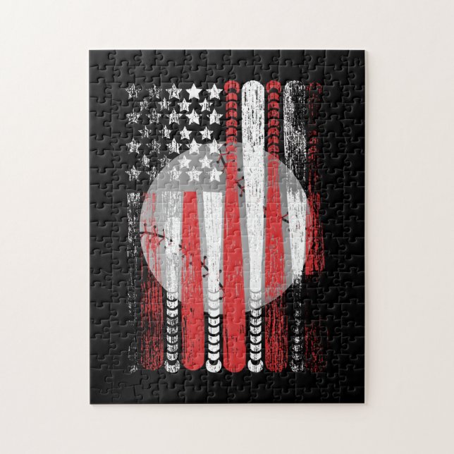 Puzzle Drapeau américain de baseball Vintage (Vertical)