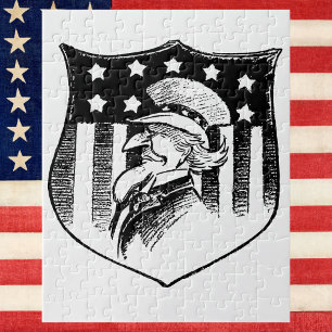 Puzzle Drapeau américain et Oncle Sam patriotique vintage