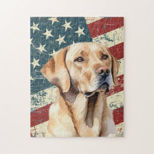 Puzzle Drapeau américain Grunge Chien Labrador Retriever