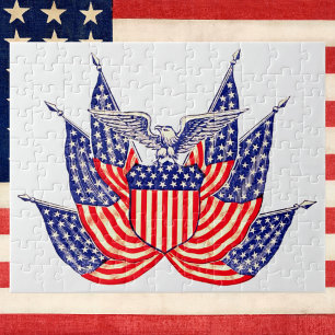 Puzzle Drapeau américain patriotique vintage, fête nation