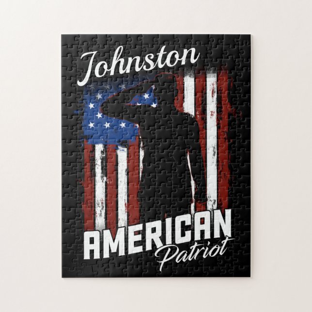 Puzzle Drapeau américain personnalisé Patriot Soldier USA (Vertical)