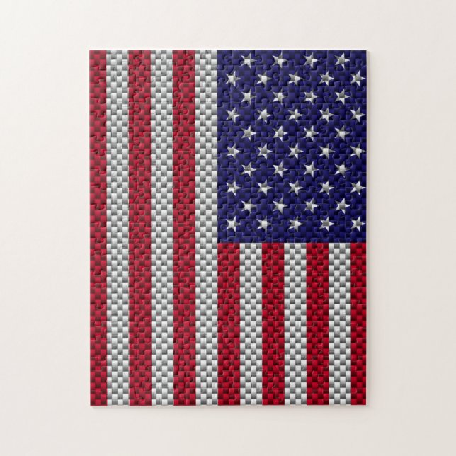 Puzzle Drapeau américain sur la copie de style de fibre (Vertical)