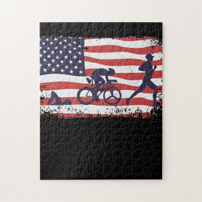 Puzzle Drapeau américain Triathlon (Vertical)
