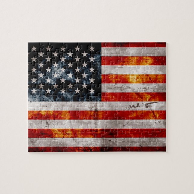 Puzzle Drapeau américain vintage patiné (Horizontal)