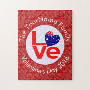 Puzzle Drapeau australien Lettres rouges AMOUR blanc sur 