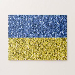 Puzzle Drapeau bleu jaune Ukraine parties scintillant fau