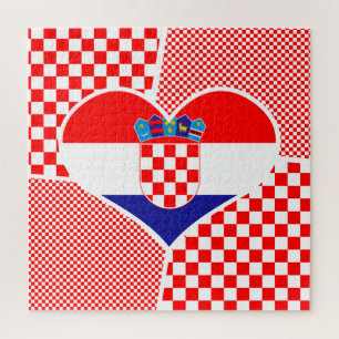 Puzzle Drapeau croate dans le collage en forme de coeur J