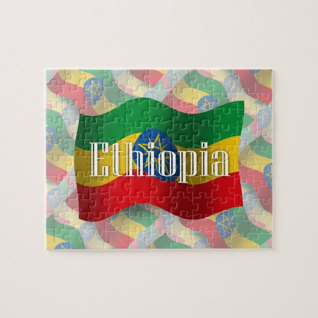 Puzzle Drapeau de ondulation de l'Ethiopie (Horizontal)