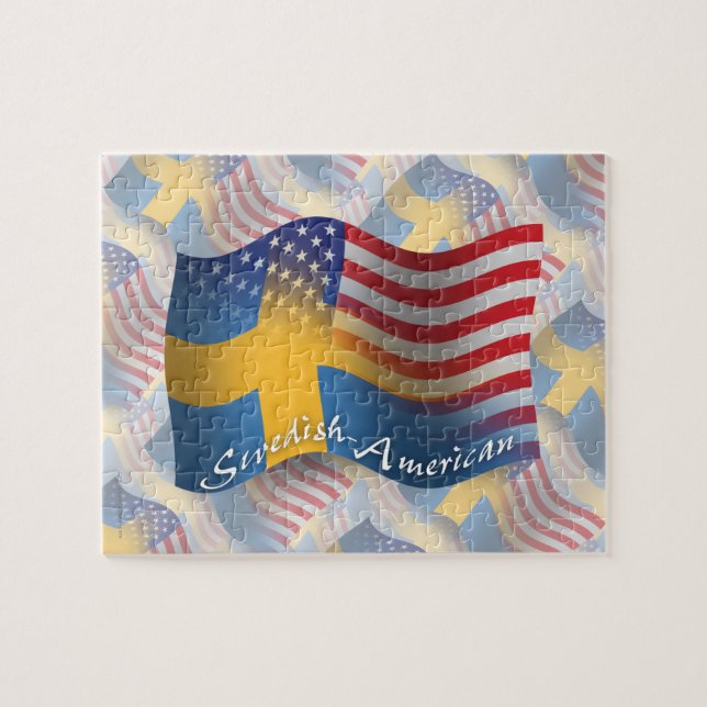 Puzzle Drapeau de ondulation Suédois-Américain (Horizontal)