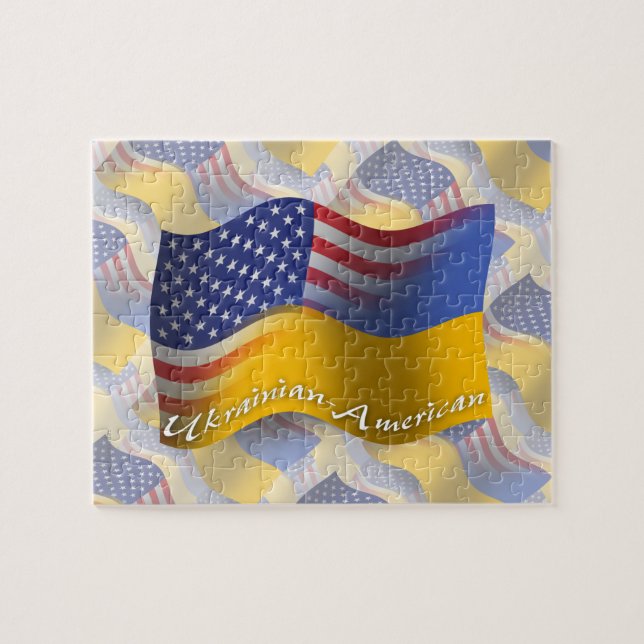 Puzzle Drapeau de ondulation Ukrainien-Américain (Horizontal)
