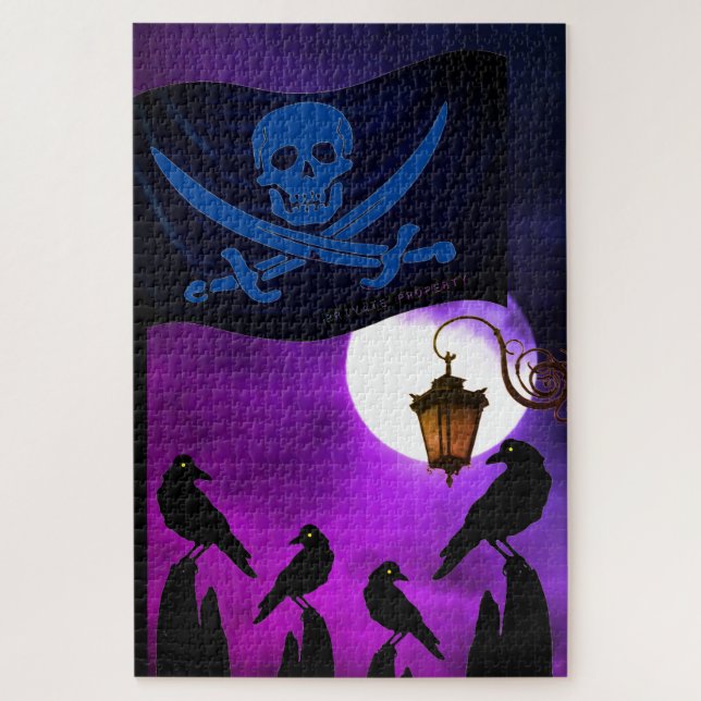 Puzzle Drapeau de pirate et lune (Vertical)