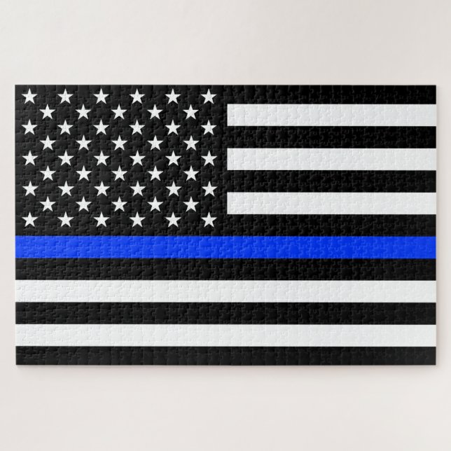 Puzzle Drapeau de police de la ligne bleue mince (Horizontal)