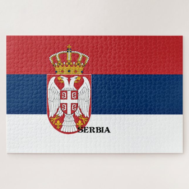 Puzzle Drapeau de Serbie, étiqueté (Horizontal)