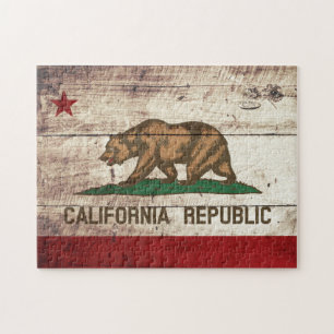 Puzzle Drapeau d'état de la Californie sur le vieux grain