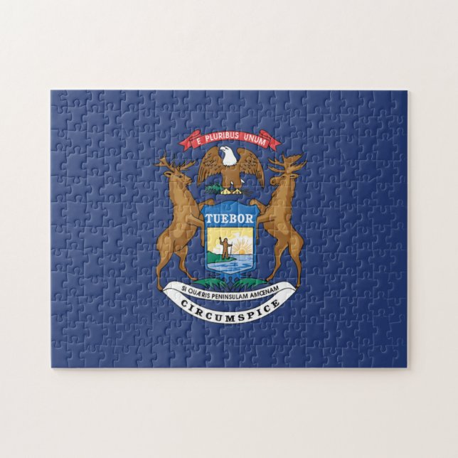 Puzzle Drapeau d'État du Michigan, États-Unis (Horizontal)