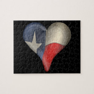 Puzzle Drapeau d'état du Texas à un coeur