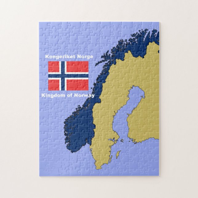 Puzzle Drapeau et carte de la Norvège (Vertical)