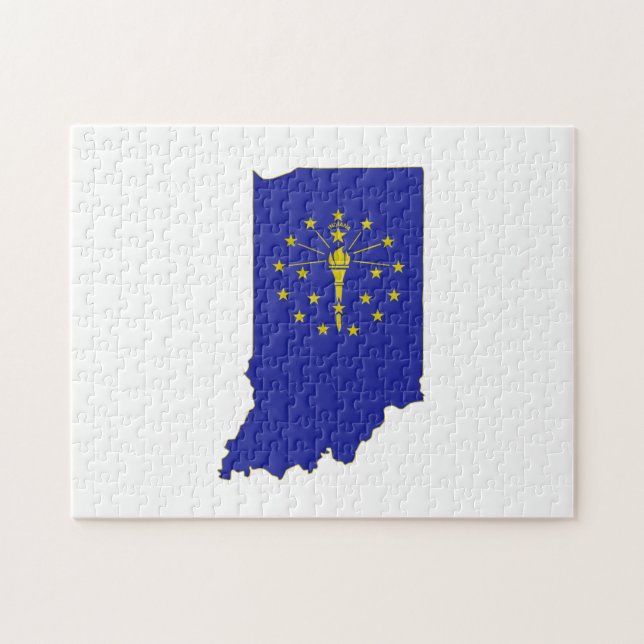 Puzzle Drapeau et carte de l'état de l'Indiana (Horizontal)