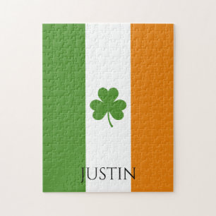 Puzzle Drapeau irlandais St Patrick avec Shamrock Perso