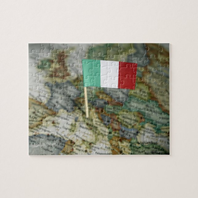 Puzzle Drapeau italien sur la carte (Horizontal)