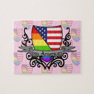 Puzzle Drapeau lesbien gai de bouclier de fierté