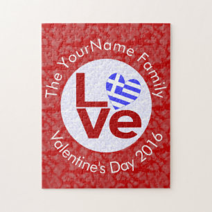 Puzzle Drapeau LOVE Rouge Grec Personnalisé