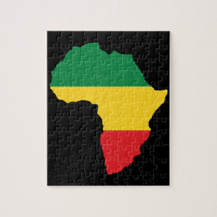 Puzzle Drapeau vert, or et Afrique rouge