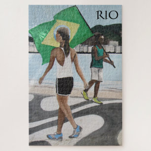 Puzzle drapeaux de la plage de rio de janeiro