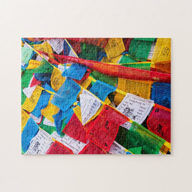 Puzzle Drapeaux de prière tibétains colorés - Tibet (Horizontal)