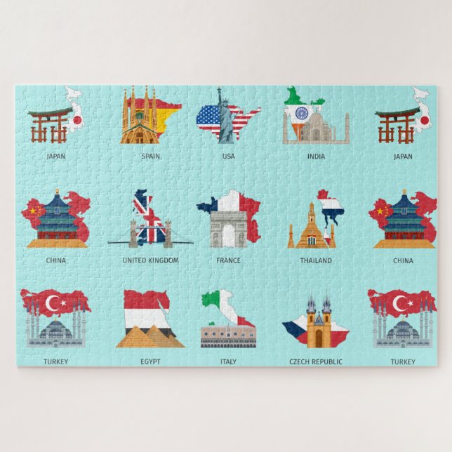 Puzzle Drapeaux et pays (Horizontal)