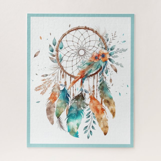 Puzzle Dreamcatcher turquoise (Vertical)