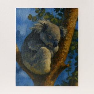 Puzzle Dreaming in the Eucalyptus - Sleeping Koala Art