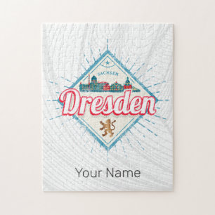 Puzzle Dresde Allemagne Saxe Retro Skyline Vintage