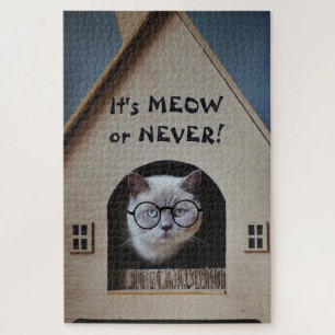 Puzzle Drôle Chat Porter des lunettes C'est Meow ou Jamai