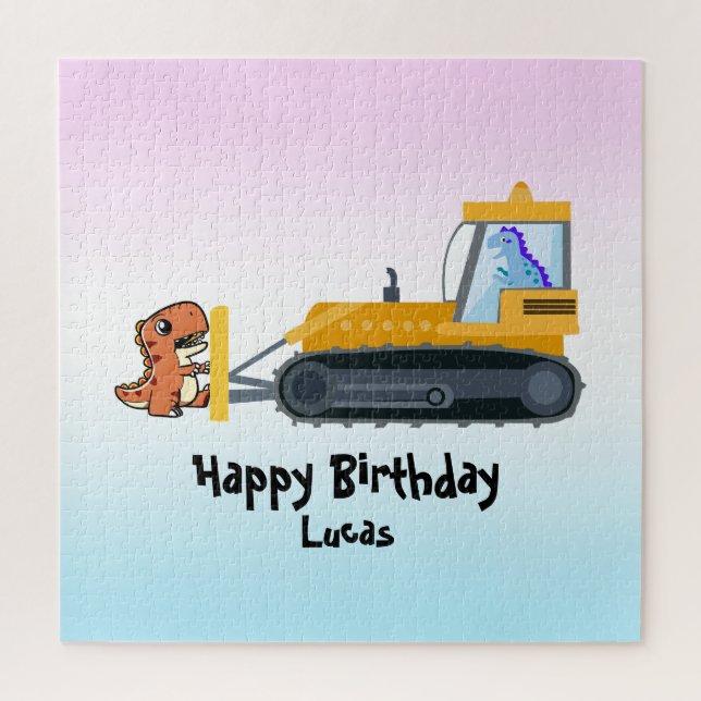 Puzzle Drôle dinosaure tracteur garçon Retour à l'école A (Vertical)