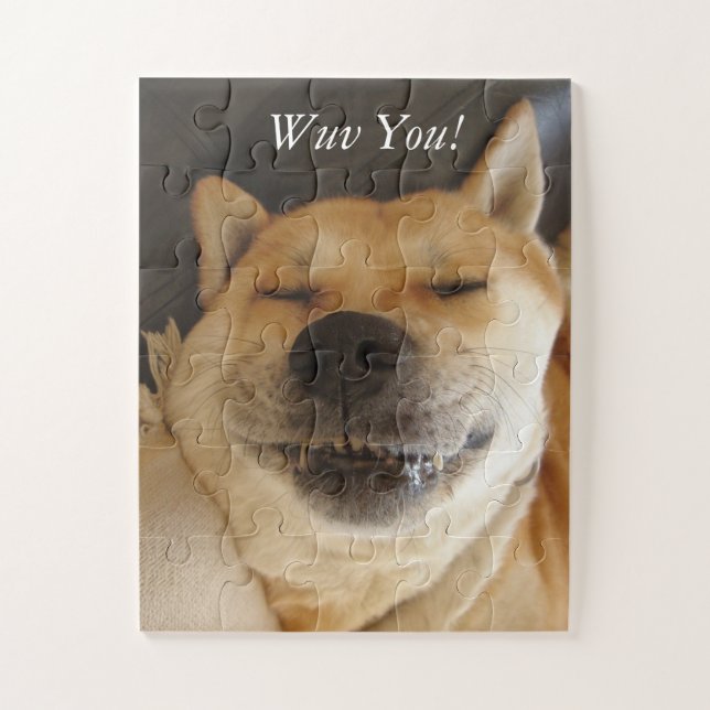 Puzzle drôle japonaise akita avec sourire mignon (Vertical)