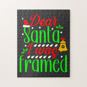 Puzzle Drôle Noël design "Cher Père Noël j'ai été encadré