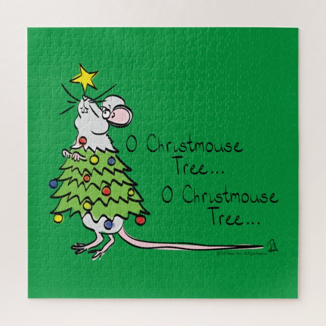 Puzzle Drôle Noël mignon Souris Arbre Cartoon (Vertical)