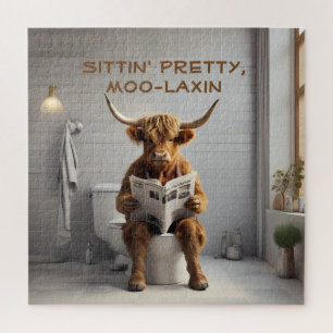 Puzzle Drôle salle de bain mur art Scottish Cow