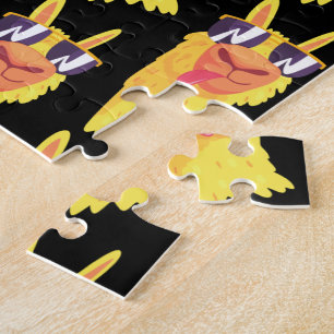 Puzzle Drôle Visage Llama avec Motif de lunettes