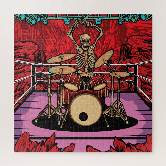 Puzzle Drummer crâne : Illustration de la bague de lutteu (Vertical)