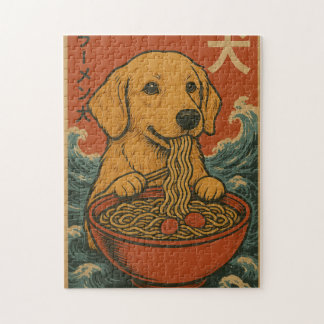Puzzle du chien Retriever doré Ramen japonais rétr