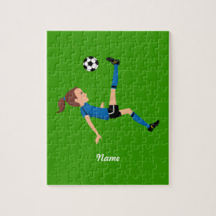 Puzzle du footballeur de la fille avec l'étain