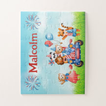 Puzzle du nom d'enfant personnalisé du 4 juillet