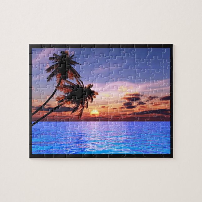 Puzzle du soleil couchant du paradis tropical (Horizontal)
