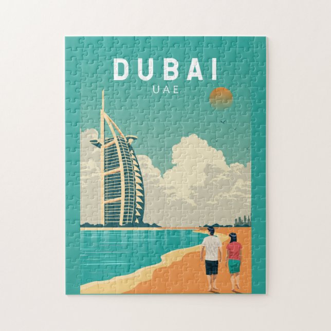 Puzzle Dubai Émirats Arabes Unis Retro Art Voyage (Vertical)