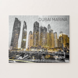 Puzzle Dubai Marina City UAE Skyline Vintage Panorama